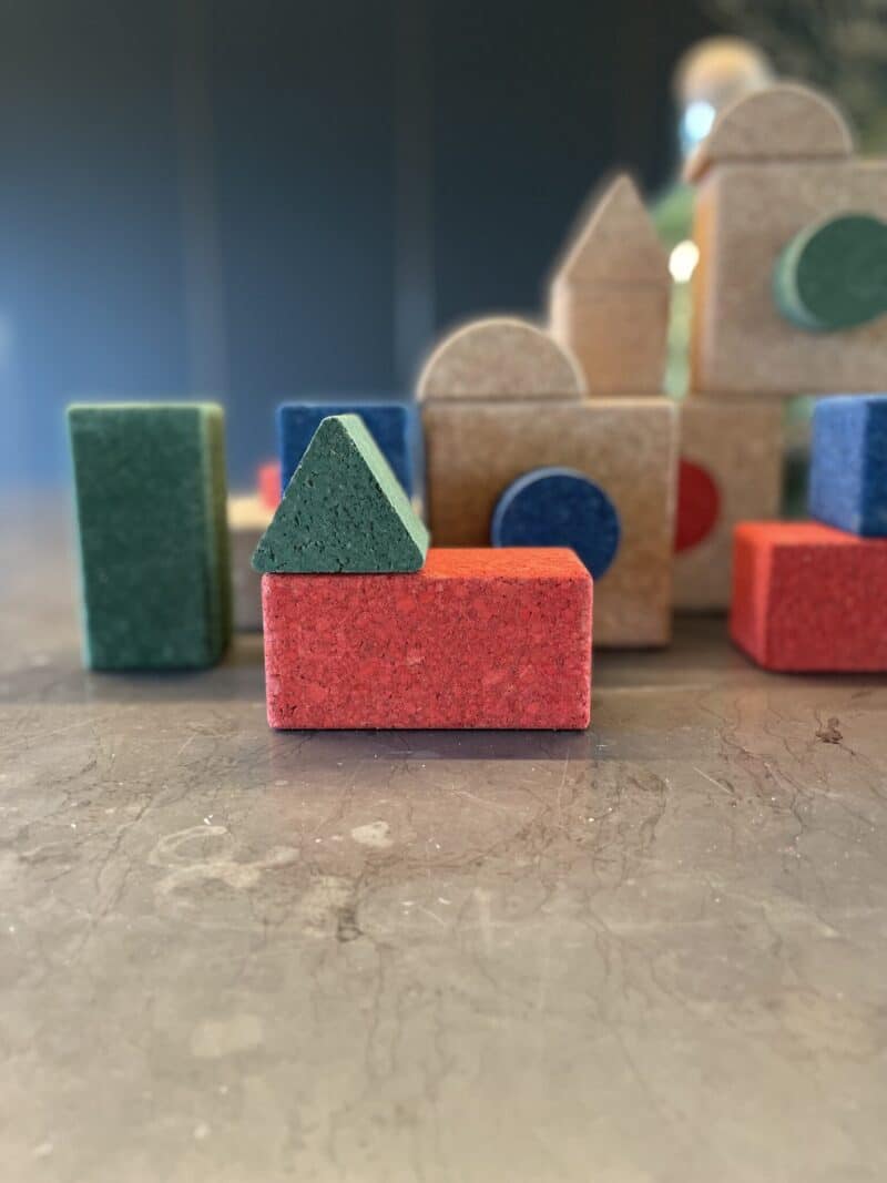 Byggeklodser i kork - 20 dele - farvet