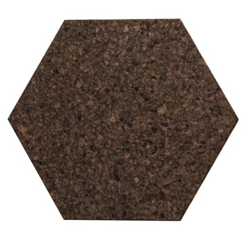 Korkplade sekskantet stor brun - 6 stk. inkl. nåle og selvklæb.